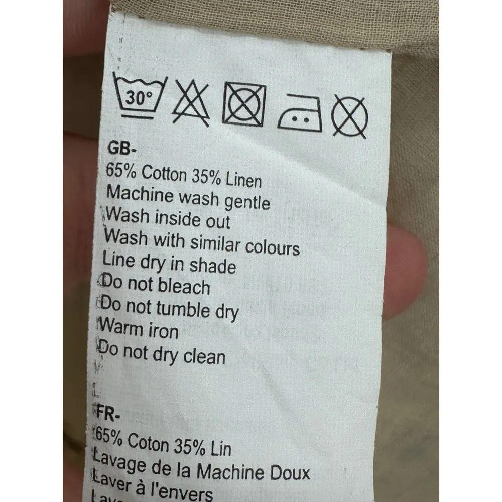 Pomodoro Dress Women 12 Tan Black Polka Dot Sleeveless Cotton Linen Shift Pocket - Image 6