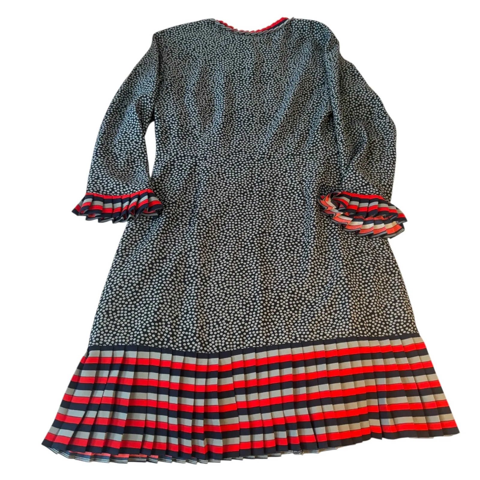 Boden Lara Pleat Chalky Navy Cluster Spot‎ Dress US Size 6 Print Dress Pleated Blue - Image 6