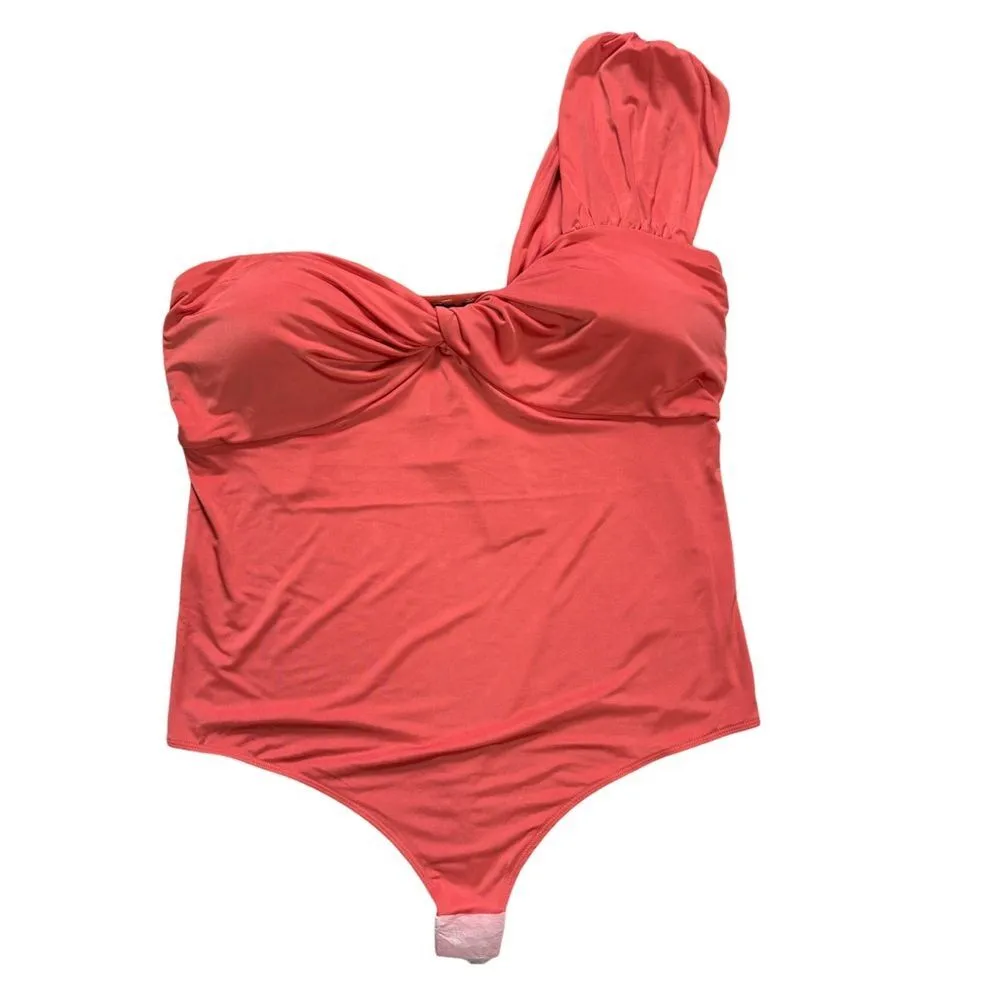 Body Contour Compression Silky One Shoulder Thong Bodysuit With Removable Cups - Image 3