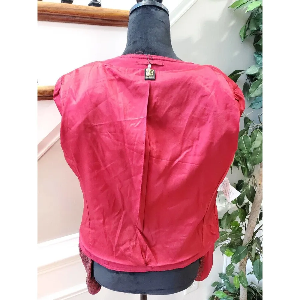Basler Women's Red Sequin Long Sleeve Casual Full Zip Front Jacket Size 38 M - Image 9