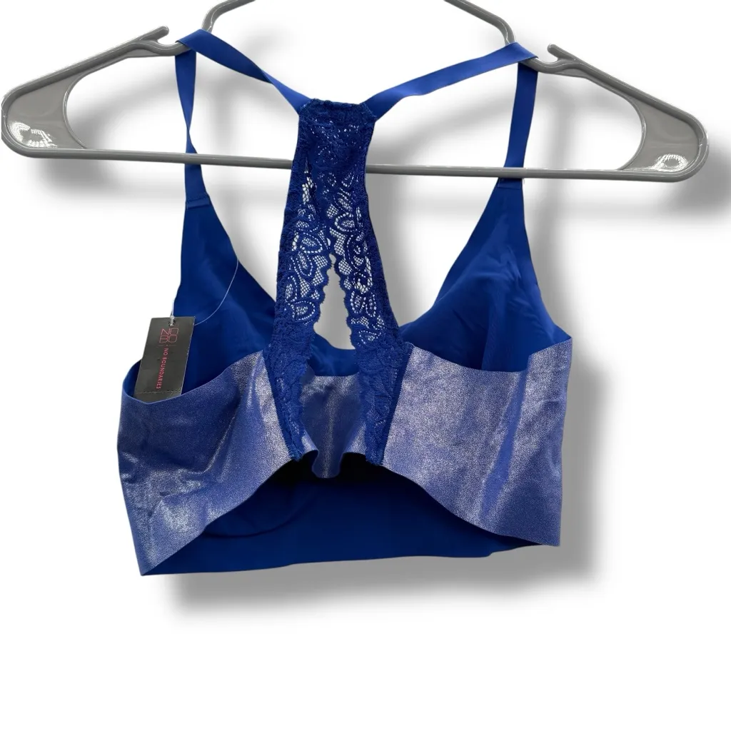 No Boundaries Blue Shimmer Metallic‎ Lace Racerback Sports Bra Sz M NEW - Image 2