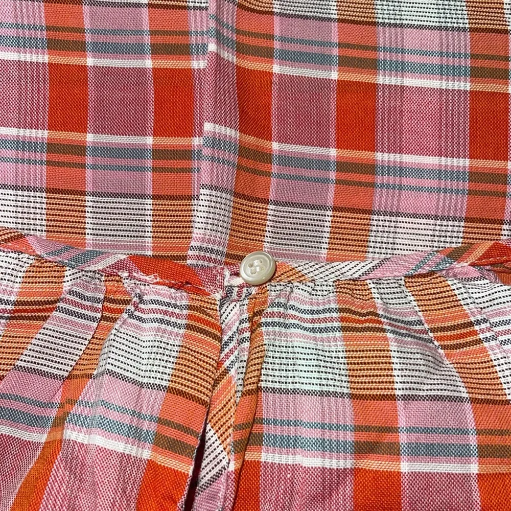 Madewell | Orange Plaid Shirred-Neck Boxy Top - Image 6