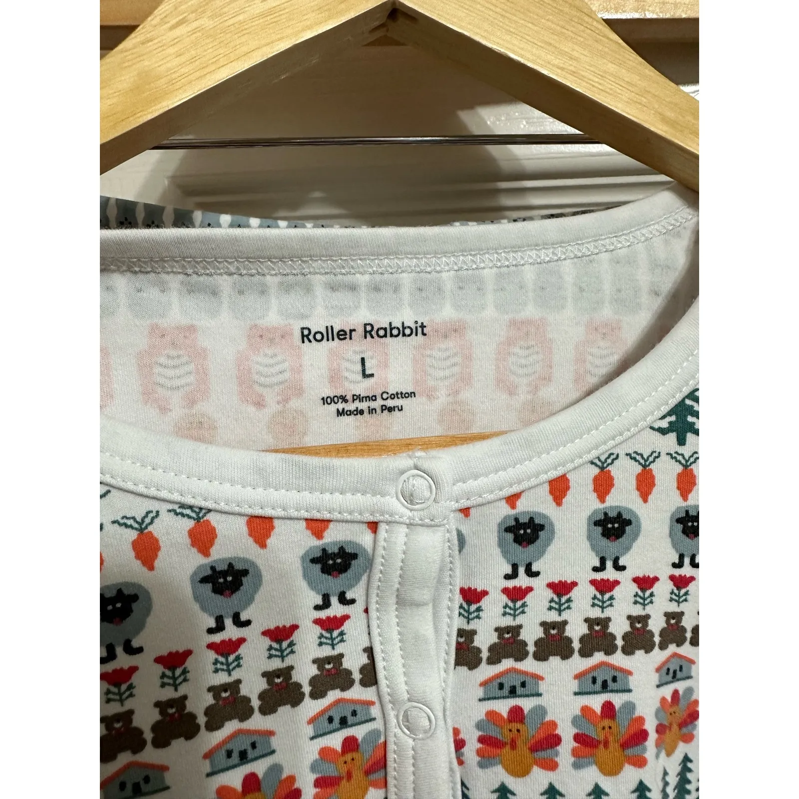 ROLLER RABBIT Bands Weave Pajamas‎ thanksgiving set size Large - Image 4