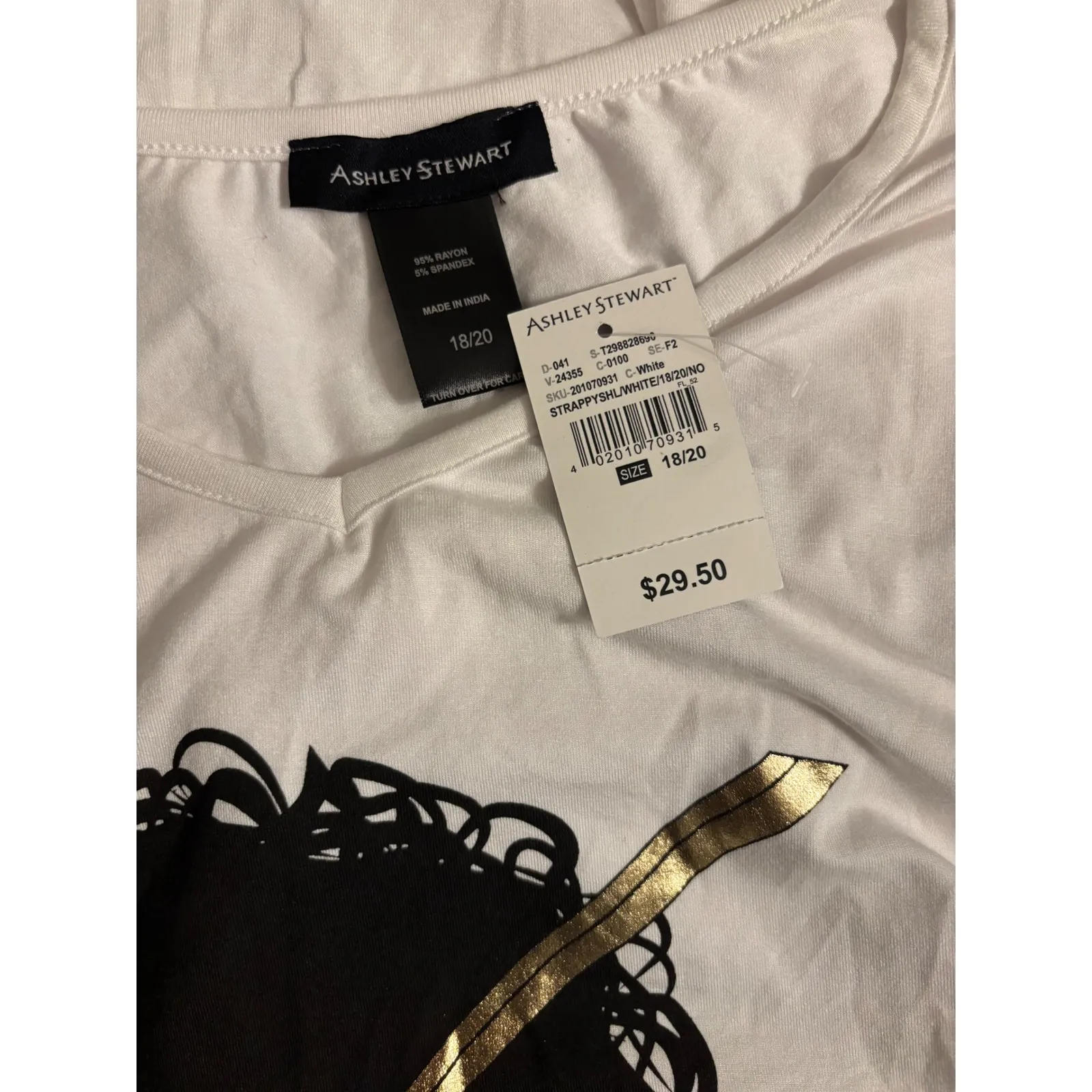 Ashley Stewart "Spoiled" Graphic Tee – Size 18/20, NWT, Shoulder Lattice Detail - Image 3