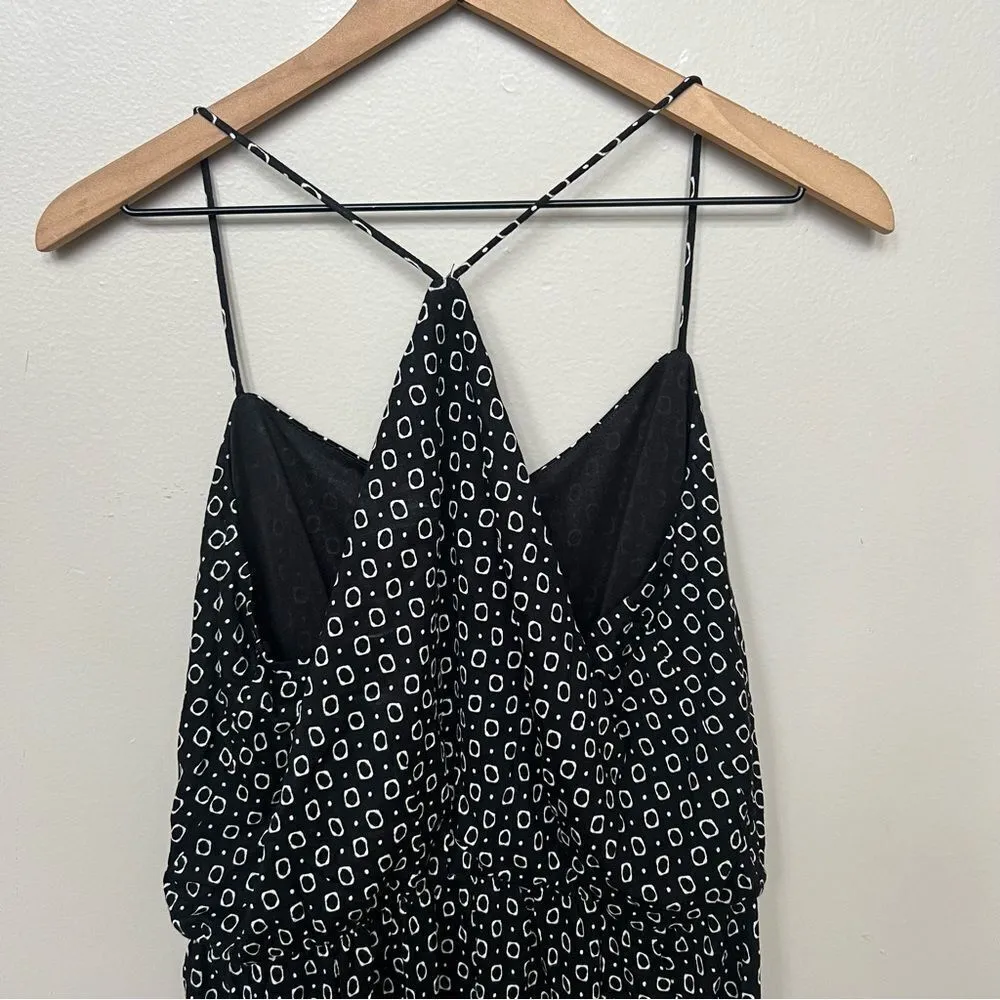 Loft NWT Black Geometric Patterned Dress Spaghetti Strap Racerback Medium - Image 6
