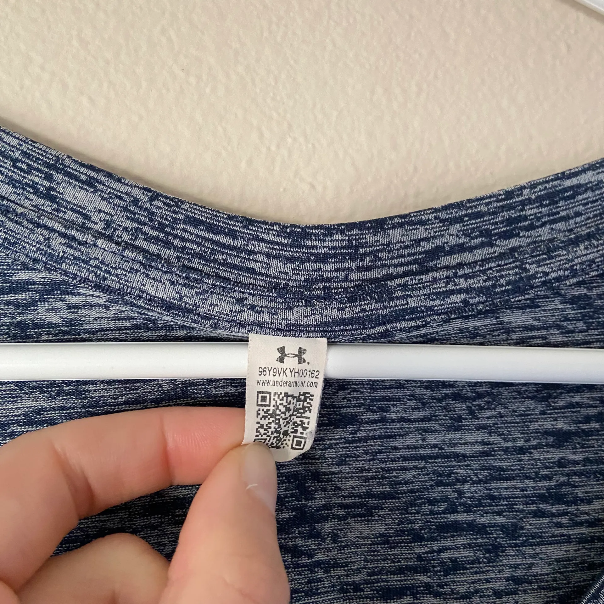 Dark Blue Speckled Short Sleeve Shirt Athletic Yoga Gym Workout - Image 3