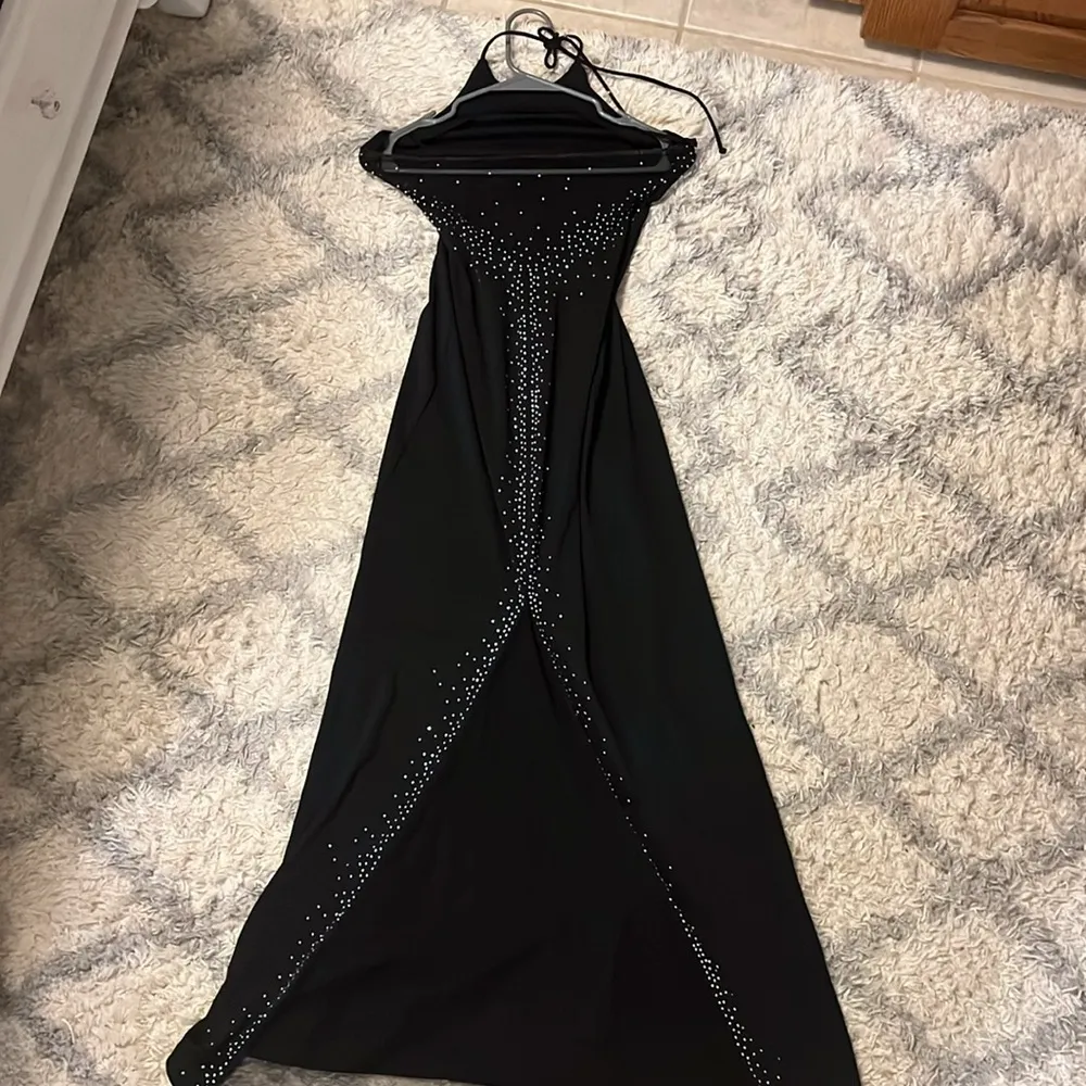 Vintage Zum Zum 90’s Rhinestone Black Mesh Halter Dress Size 6 - Image 9