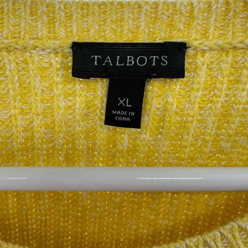 Talbots yellow large sweater spring chunky double knit twist front Easter - Image 6