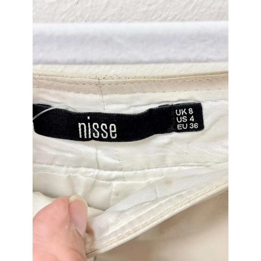 Nisse Coated High Waisted Straight Leg Trouser Pants Cream Women's Size US 4 - Image 3