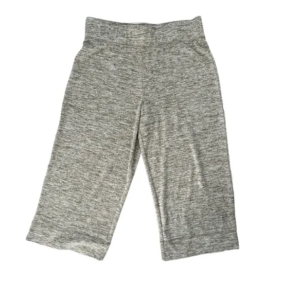 LOGO by Lori Goldstein Wide Leg Crop Gaucho Lounge Pants | Oatmeal | Medium - Image 1