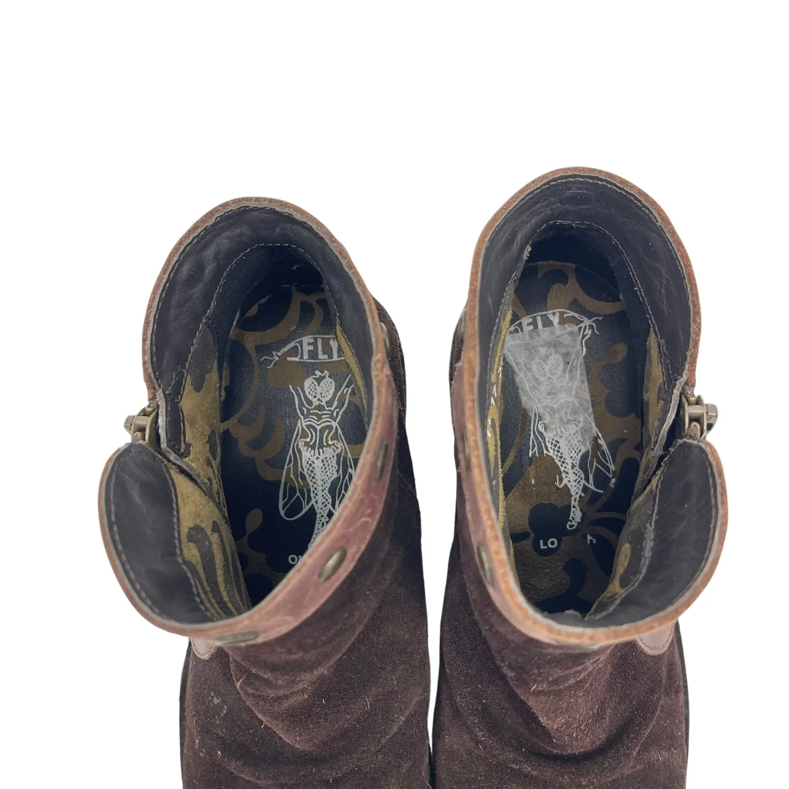 Fly London Duke Ankle Boot Suede Brown Women's Size 39 US 8-8.5 Art to Wear - Image 4