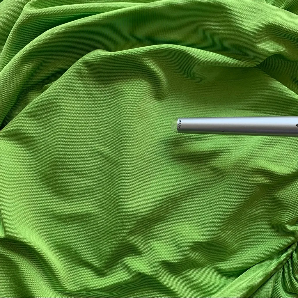 Atlein One Shoulder Ruched Dress Lime Green Size Small - Image 9