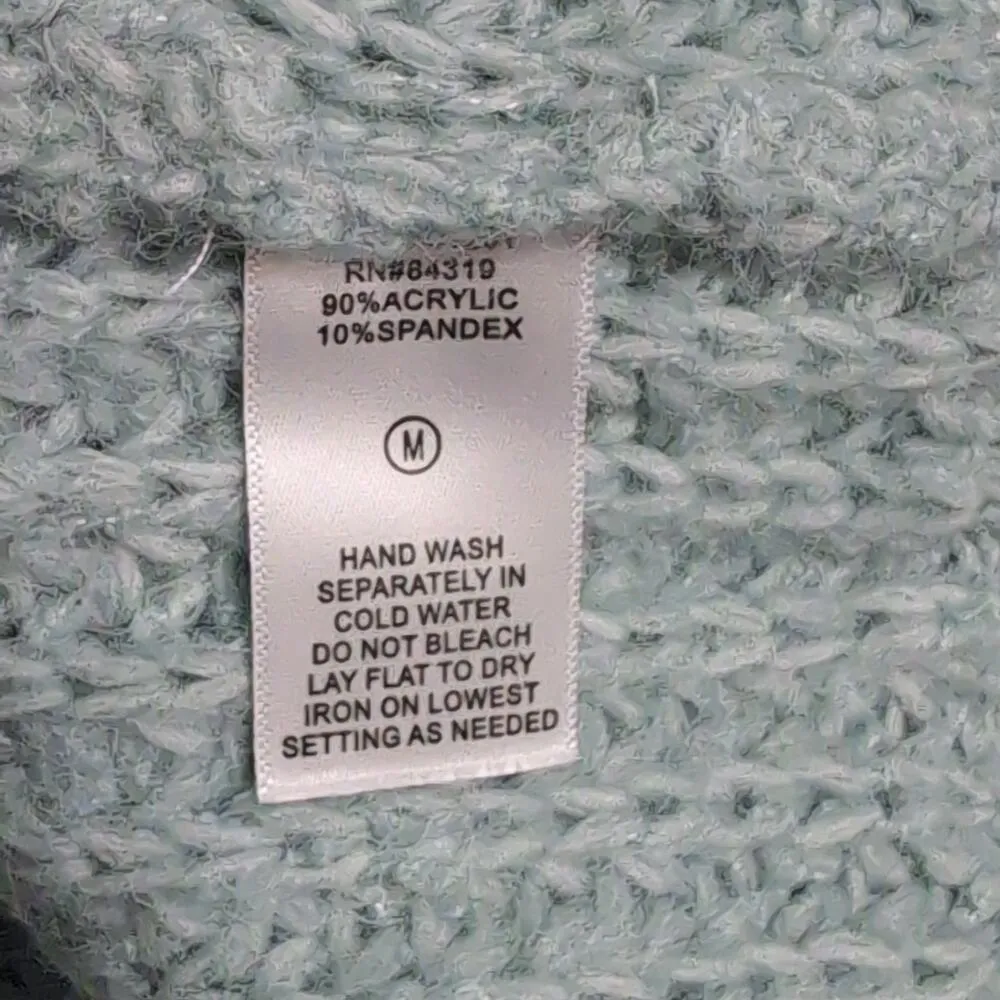 Cyrus Evolution by Cable Knit Balloon Sleeve Pullover Sweater Brgtn Blue M New - Image 7