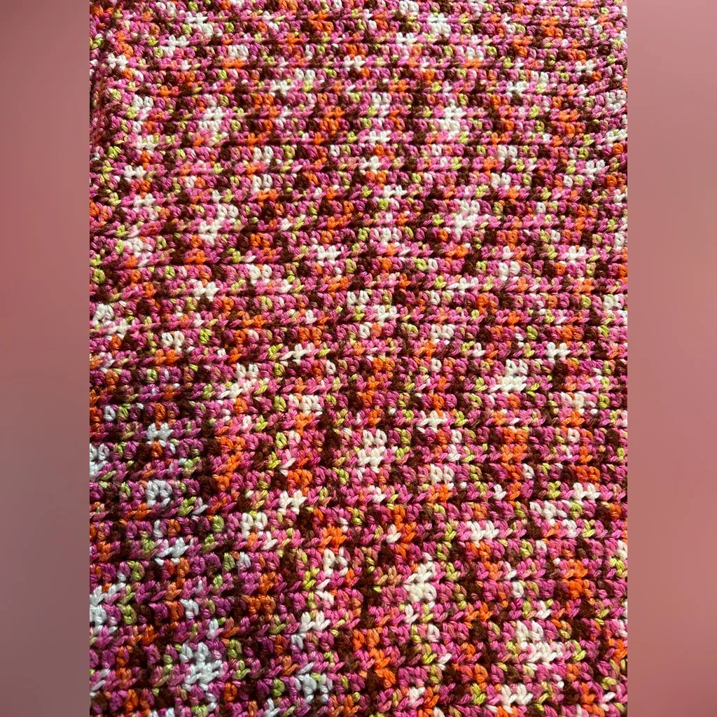 Handmade Crochet Mini Dress Pink Size M - Image 3