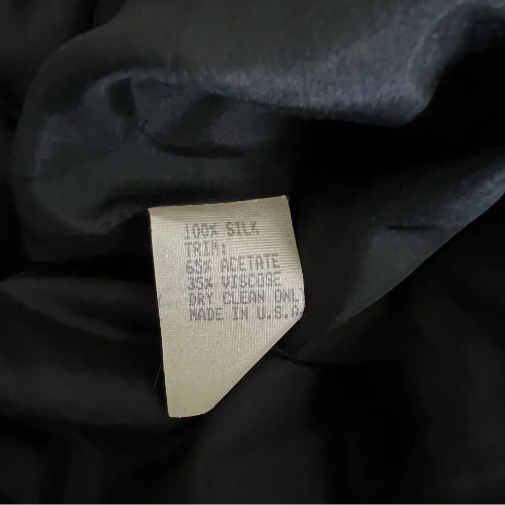 Vintage Carolina Herrera Blue And Black Long Sleeve Bow Silk Dress - Image 9