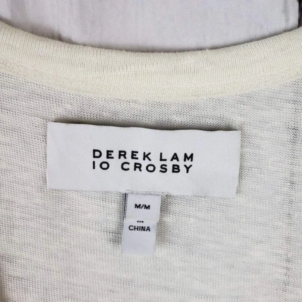 10 Crosby Derek Lam Chain & Fringe Trim Linen Tank Silver Size M - Image 5