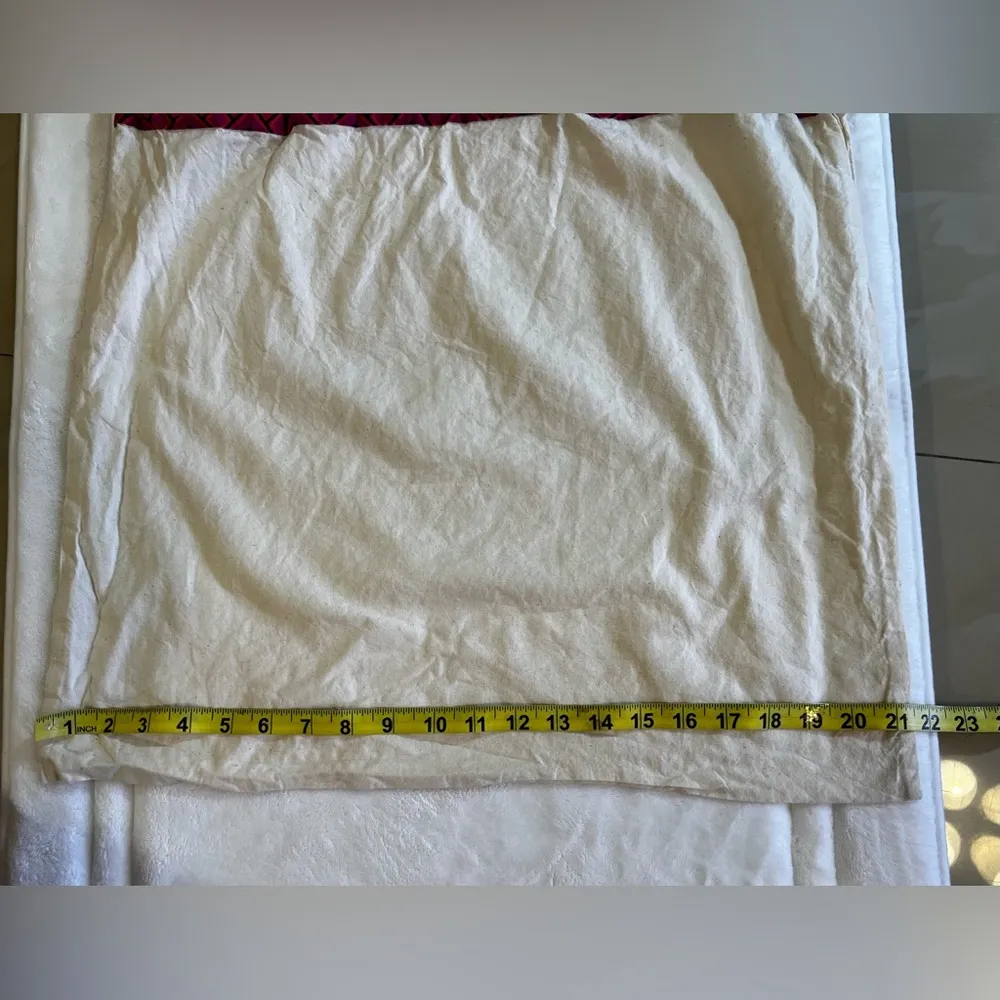 Tory Burch Canvas Drawstring Dust Bag 21" x 22" Metal Logo Charm Off White, Pink - Image 9