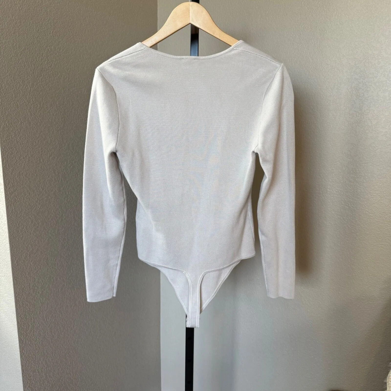 Abercrombie & Fitch Bodysuit Square Neck Long Sleeve Top Neutral Size‎ L - Image 3