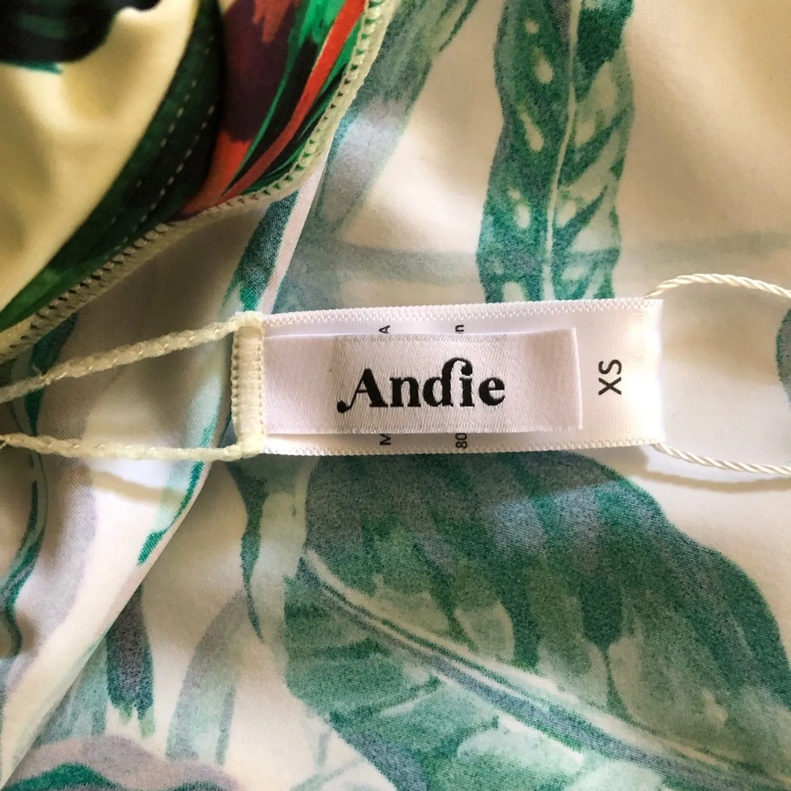 Andie NWT Waikiki Coverup Ruched Gathering Halter Bandeau Dress Tropical Prt XS - Image 7