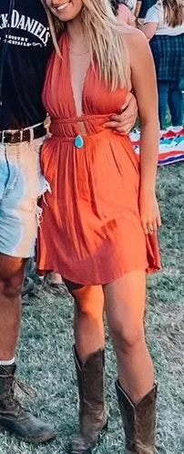 Boutique Low Back Braided Dress - Image 2