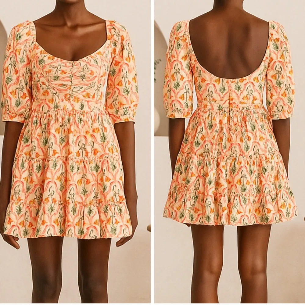 Agua by Agua Bendita Guanabana Sabanero Atardecer Mini Dress Orange Size L - Image 10