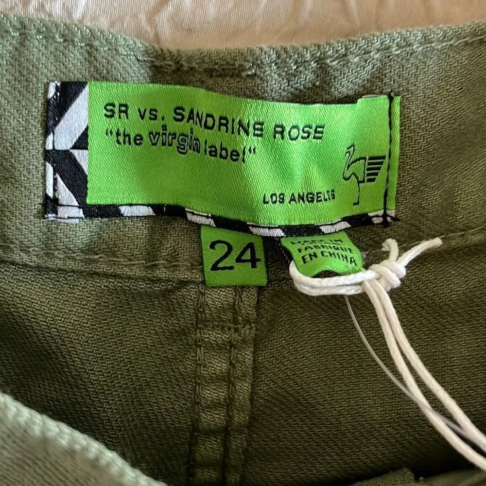 SANDRINE‎ ROSE X FREE PEOPLE Wide Leg Pant Jeans Size 24 Army Green NEW - Image 8