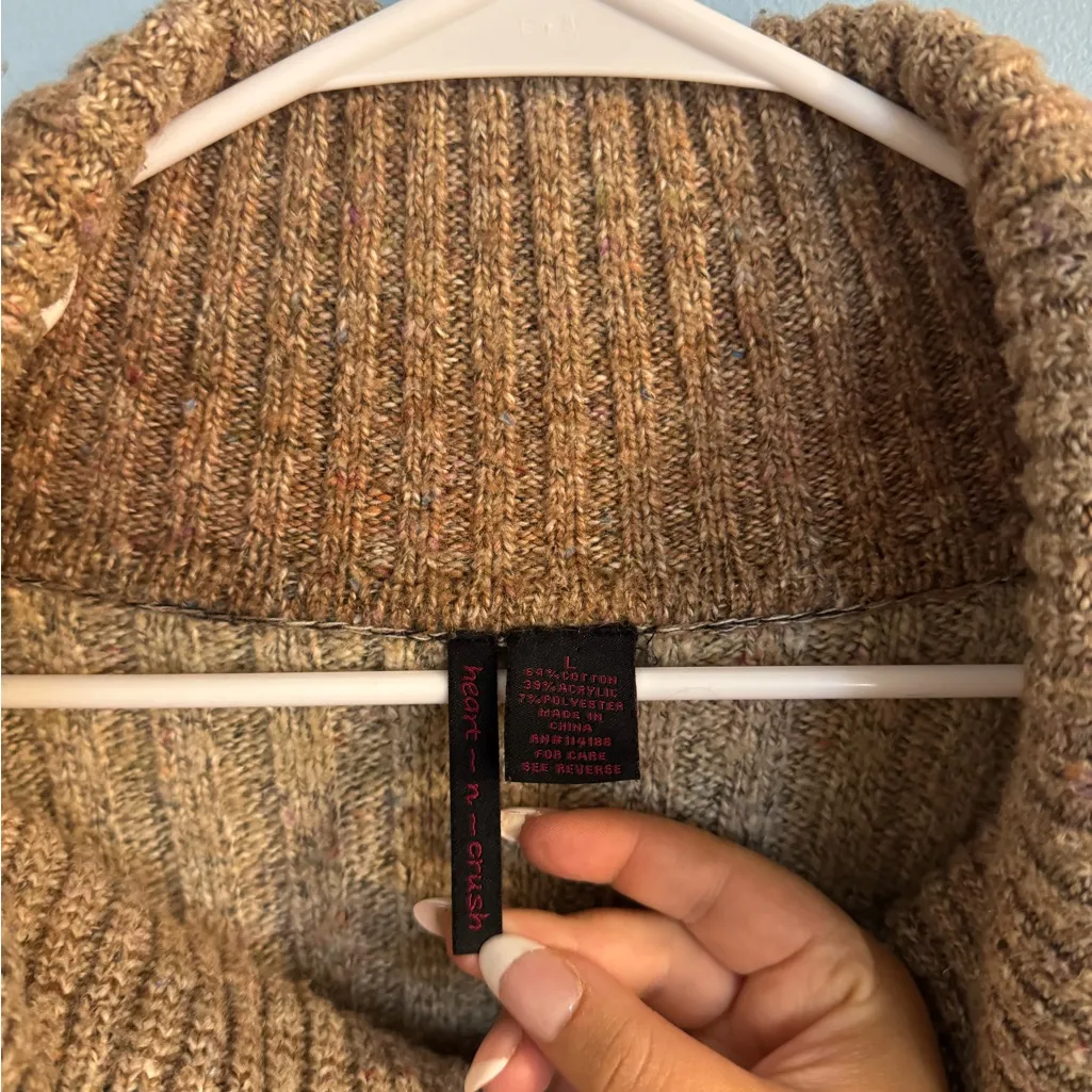 vintage “heart N crush” wide neck brown sweater size L Size L - Image 3