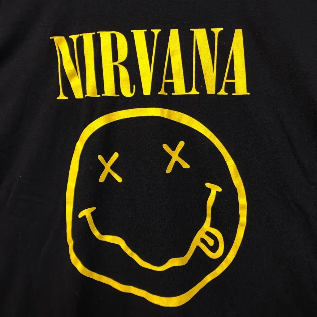 Nirvana Nevermind Tour Smiley Promo Logo Grunge Band Tee 2X  - Image 2