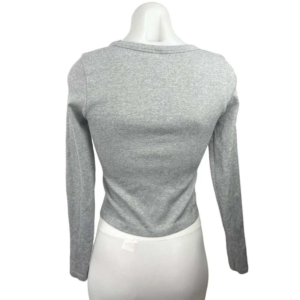 90 Degree by Reflex Women's Gray Scoop Neck Long Sleeve Pullover Tee Top Sz S - Image 2
