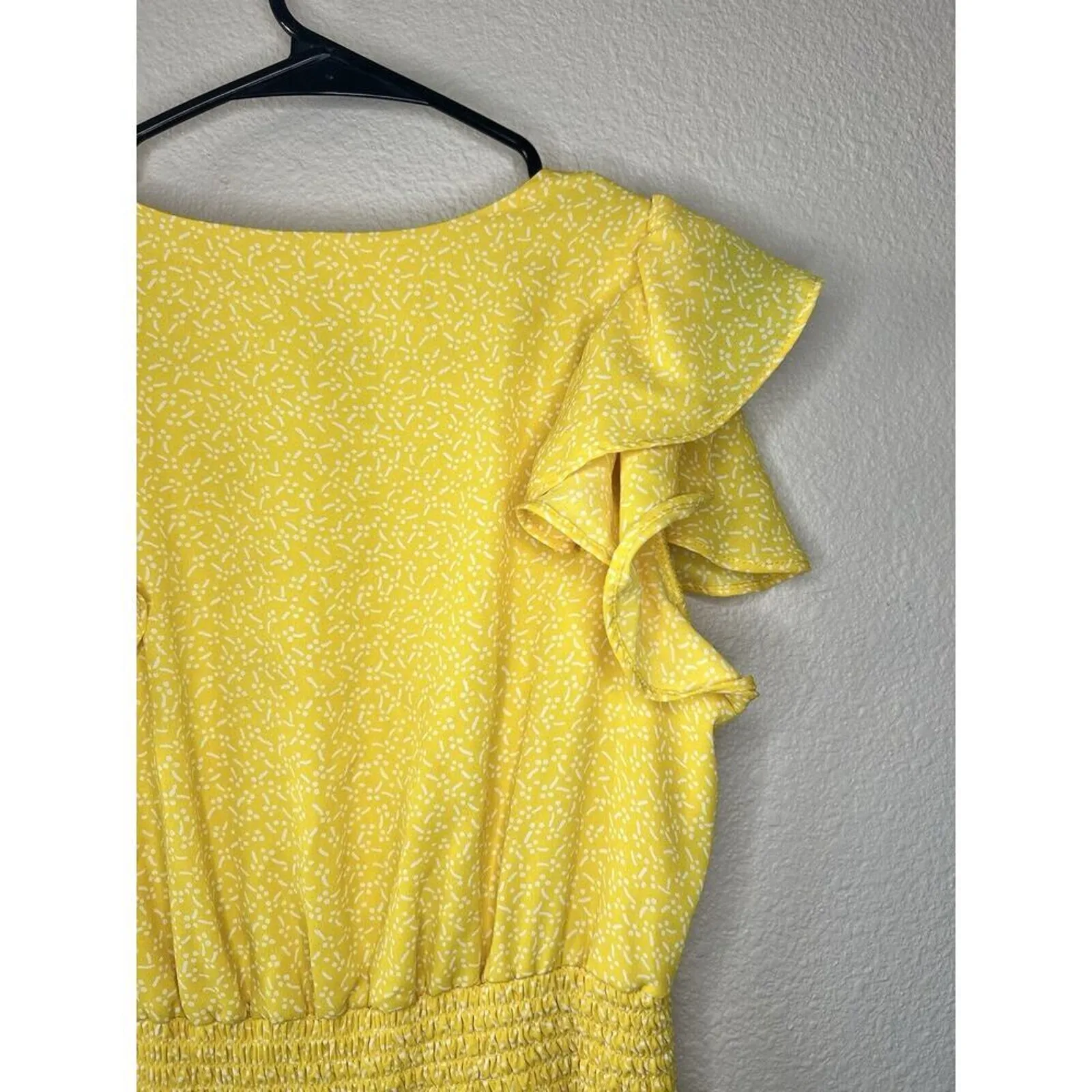 Jessica Simpson Yellow Ruffle Midi Dress Smocked Waist Tiered Feminine S - Image 10