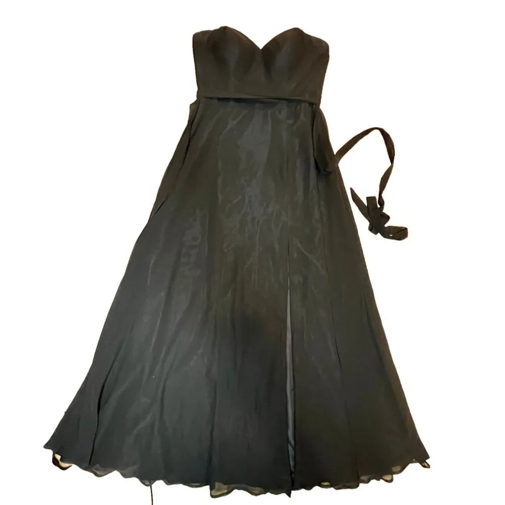 AZAZIE Black Strapless Sweetheart Long Chiffon Maxi Dress Bridesmaid Formal Prom - Image 4