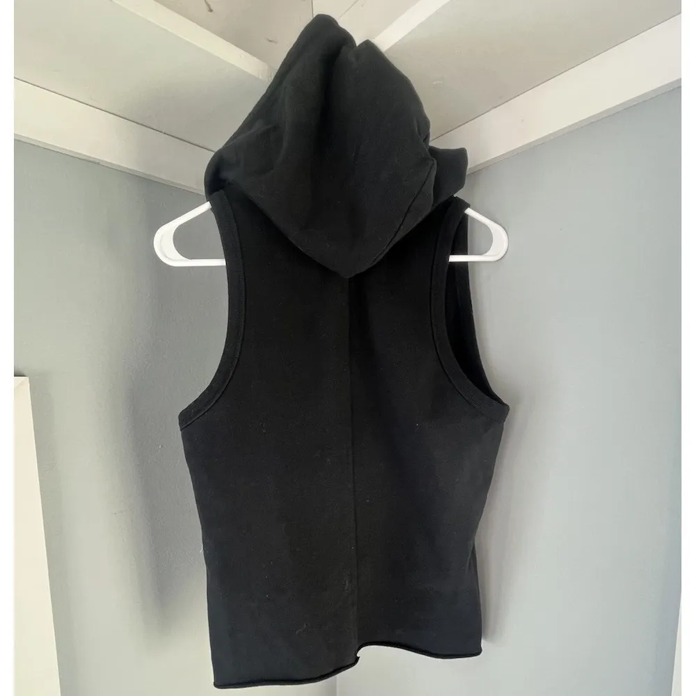 Sundays Anthropologie  Black Hooded Tank Women's Size 2 - Image 3