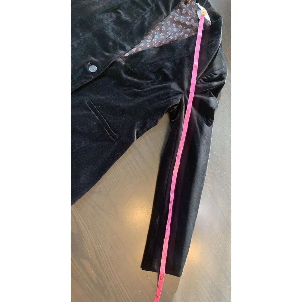 Old Navy Velvet Blazer Jacket Womens Small Black Career One Button Preppy Office - Image 13