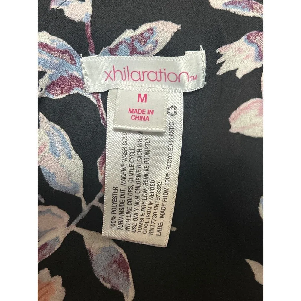 Xhilaration Multicolor Floral Ruffle Faux Wrap Sleeveless Wide Leg Jumpsuit M - Image 4