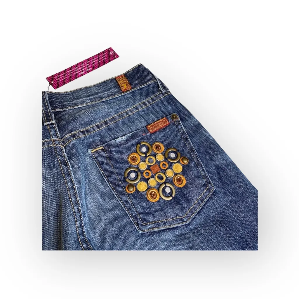 new 7 For All Mankind® ☯︎︎ Medallion Embroidered Bootcut Jeans ☯︎︎ Dark Denim 25 - Image 6