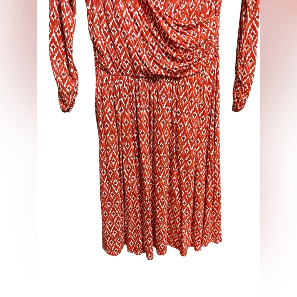 Maeve by Anthropologie Red Orange & White Ikat Print Revelations Knit Dress Sz M - Image 7