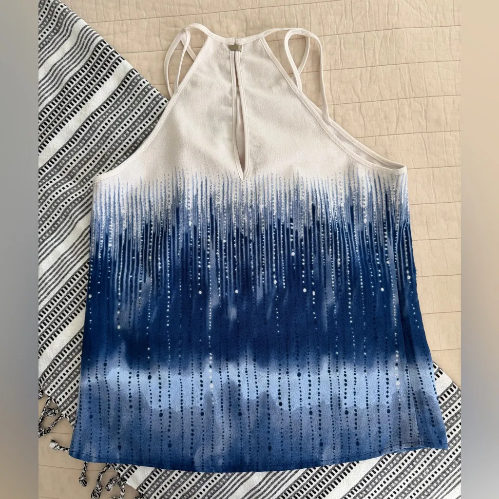 Preloved H&M Blue and Cream Halter Blouse - Image 7