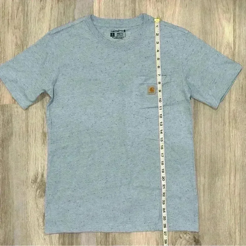 Loose Fit Light Blue Speckled Short Sleeve Pocket T-Shirt Top Size S - Image 4