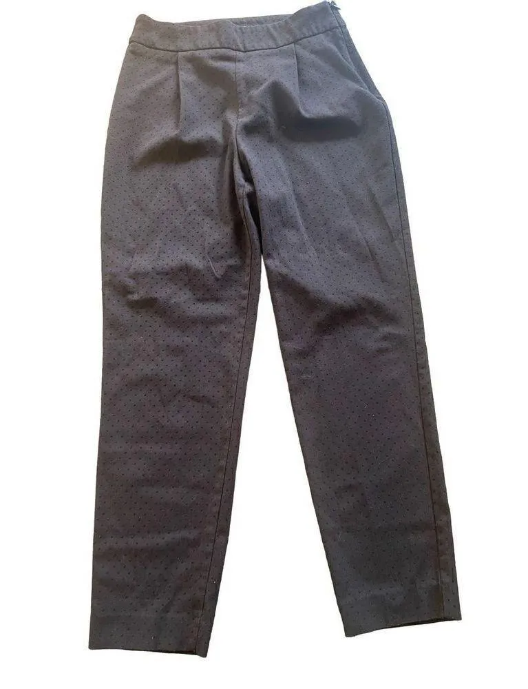 Zara dark brown Swiss dot straight leg trouser pants size XS - Image 9