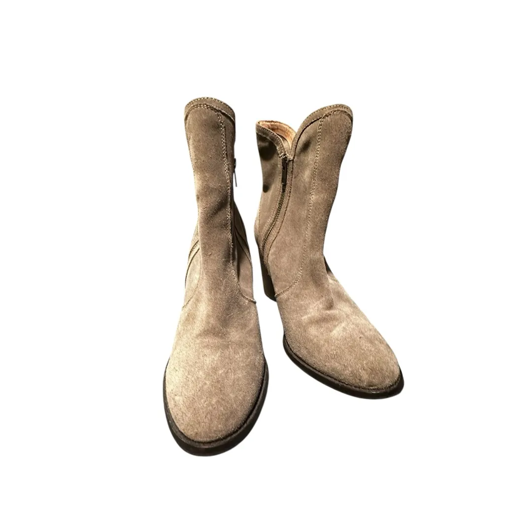 Seychelles Lori Penny Double Zip  Heeled Bootie Women's 10 Taupe Leather - Image 2