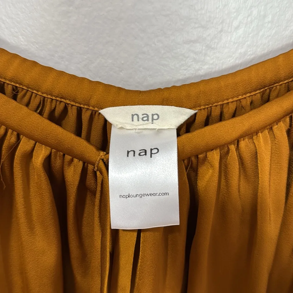 Nap loungewear extra wide leg satin pants Gold Size XL - Image 4
