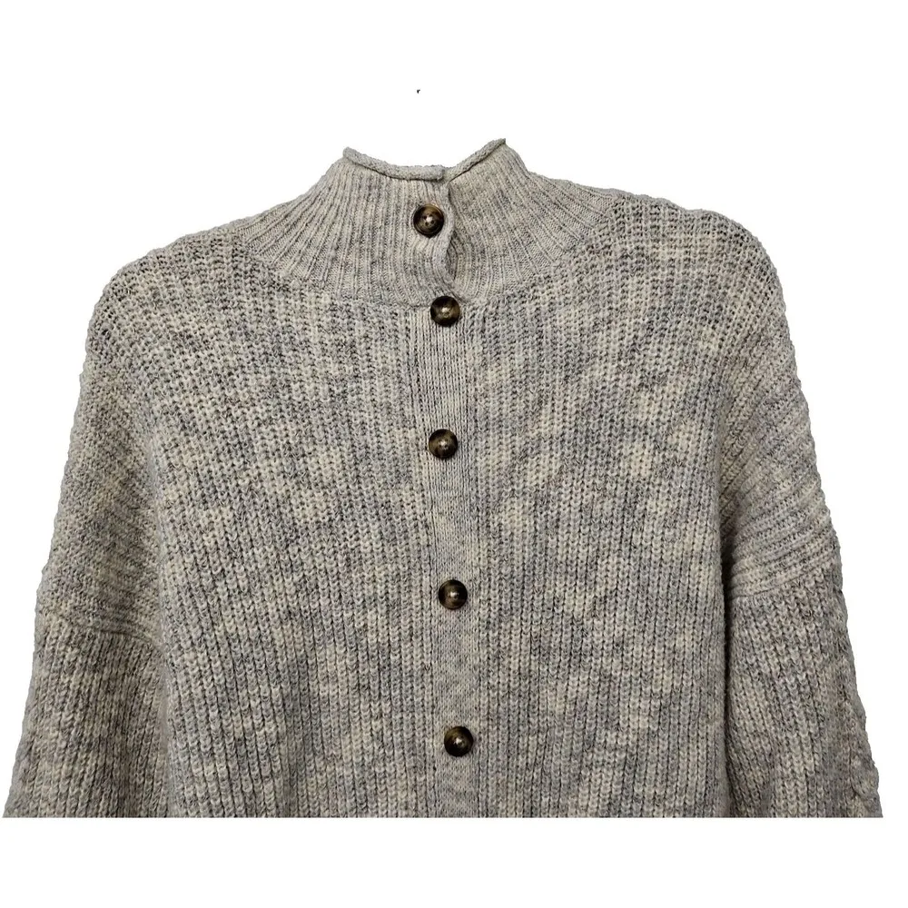 Abercrombie & Fitch Cable Knit Mock Neck Sweater Button Back Pullover Size M - Image 5