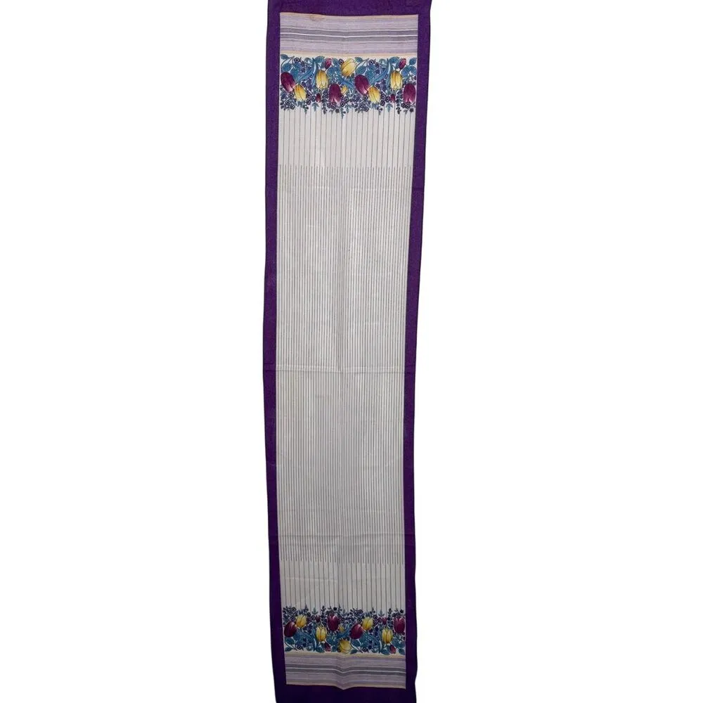 Saint Michael vintage Italian chiffon tulip stripe long scarf purple 11x54" - Image 2