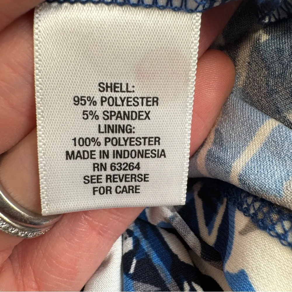 DB Dress Barn Womens Pleated Bodice Dress Blue White S SM Small Abstract Stretch - Image 10