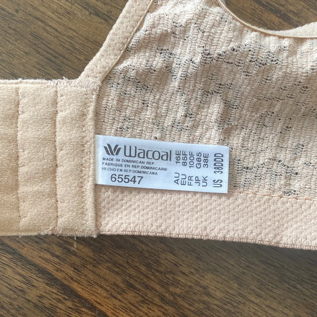 Wacoal Full Figure Halo Lace Bra Toast/Nude 65547 size 38DDD - Image 4