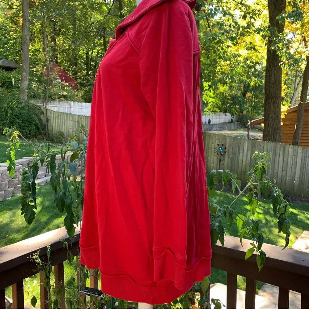 Soft Surroundings Red Pullover Snap Button Collar S Small Sweatshirt Top - Image 3