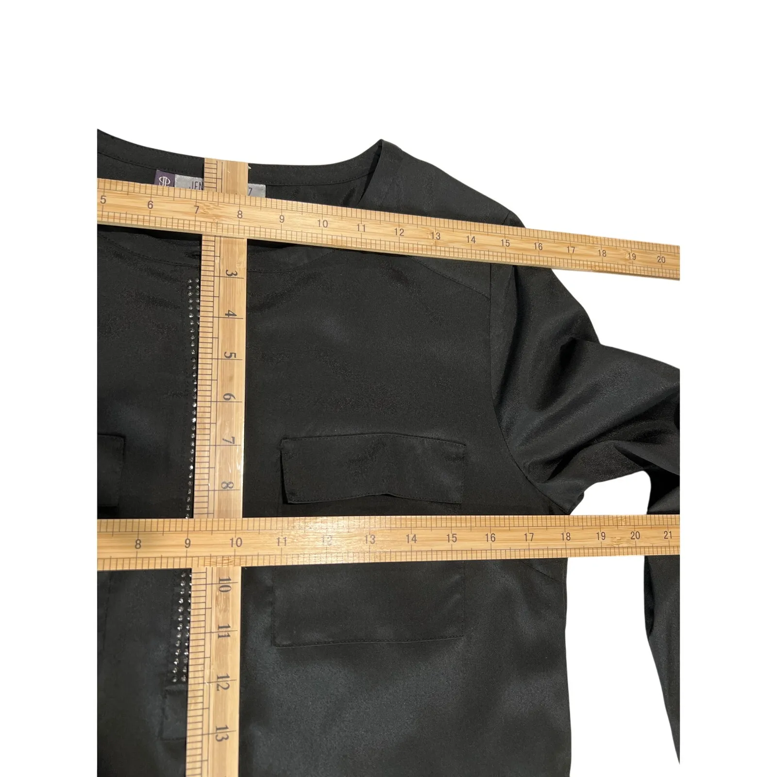 Jennifer Lopez Black Belted Shirtdress Womens Size 4 Embellished Lightweight LBD - Image 7