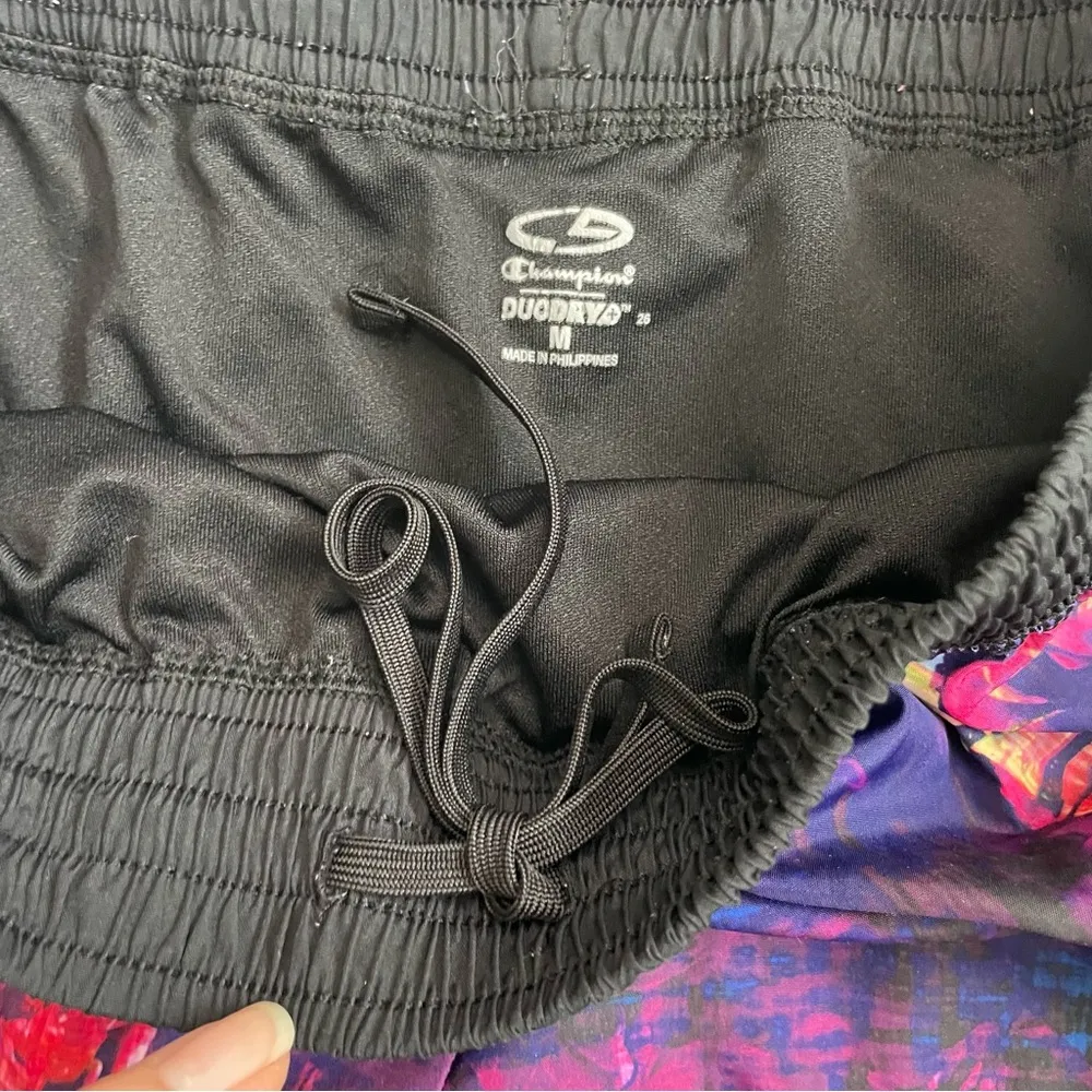 Champion C9 Shorts DuoDry Built In Brief Athletic Exercise Abstract Floral Black - Image 3