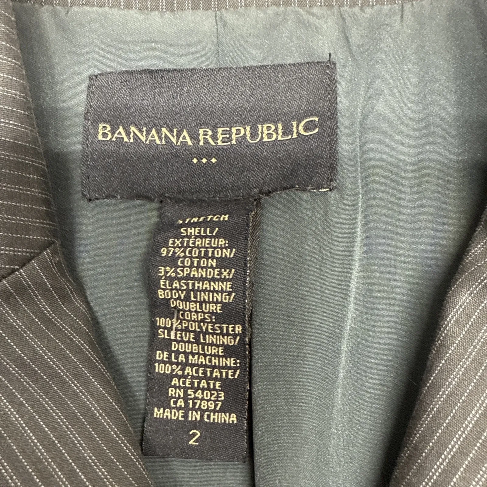 Banana‎ Republic Women's Blazer Size 2 Grey Striped Business Classy - Image 3