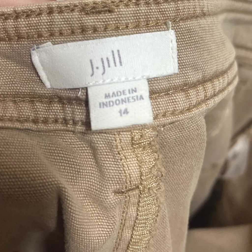 Jill Women's Cotton Canvas Crop Pants Wide Leg Light Brown Sugar Casual size 14 Tan - Image 6